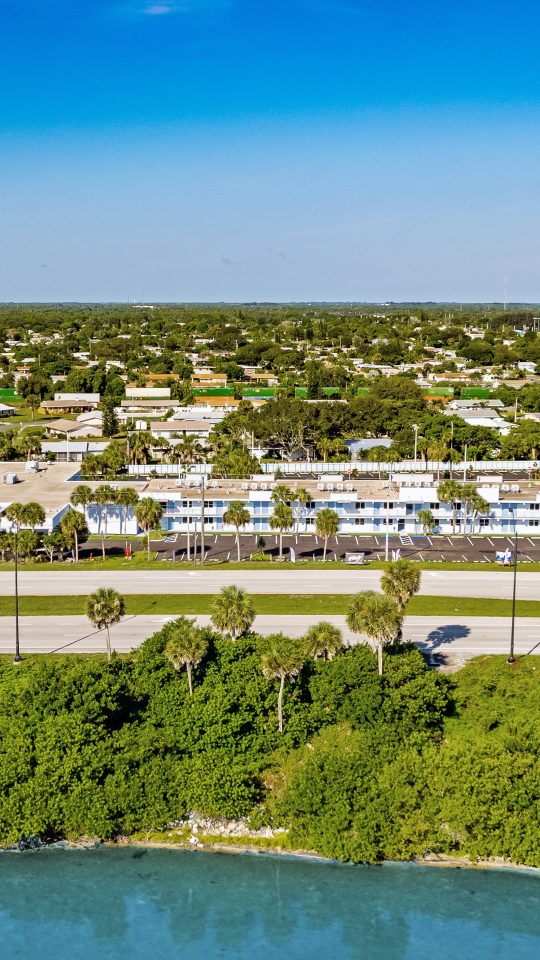 Arial view of property above river