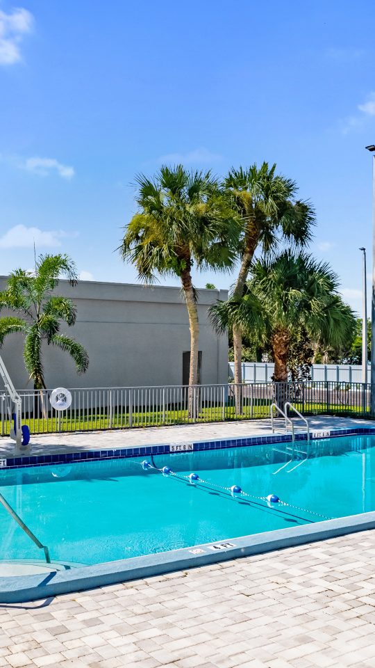 view of pool and entry points